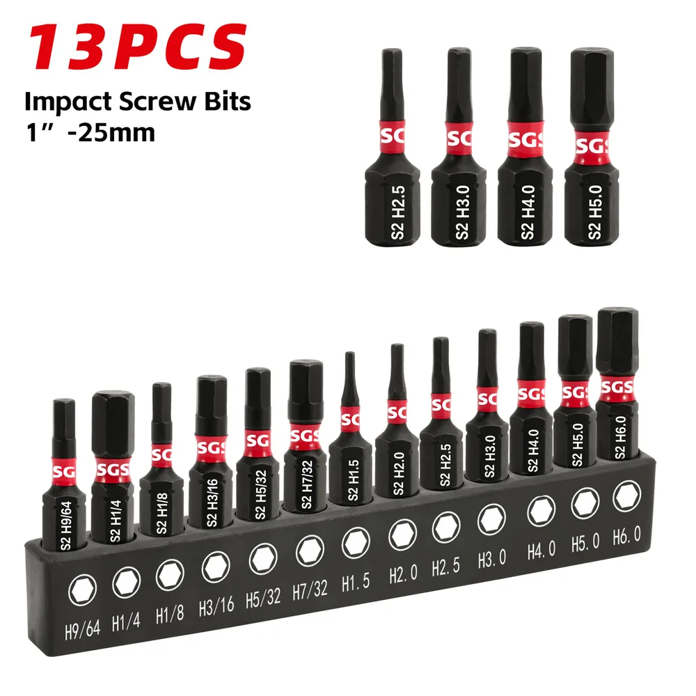 MOYOTEC 13PCS 25mm Impact Screwdriver Bit Set 1/4 Hexagon Screwdriver Bit with Storage Box Portable 