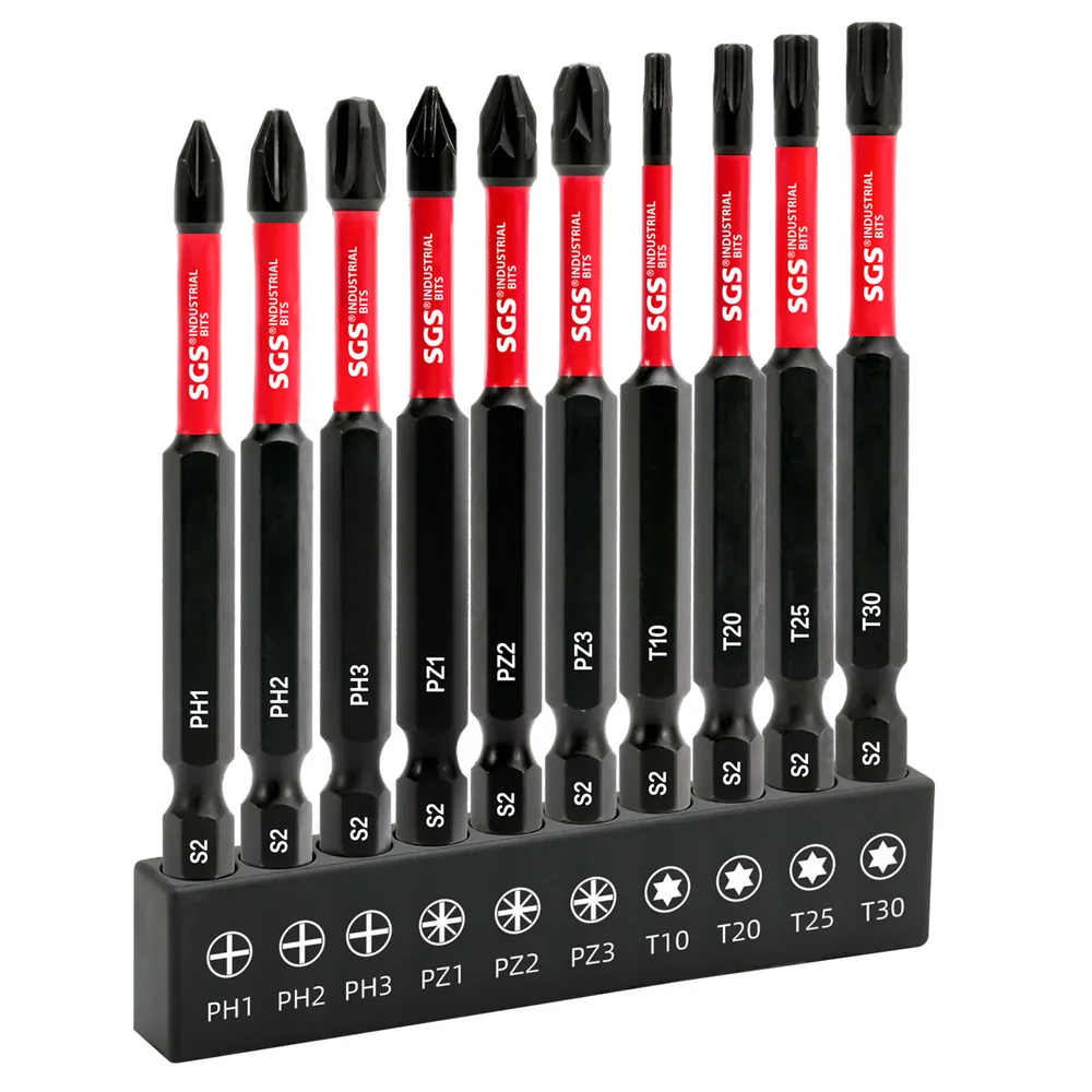 MOYOTEC 10PCS Source Factory 75mm 1/4 PH PZ Torx Impact Screwdriver Bit Set with Storage Box Portabl