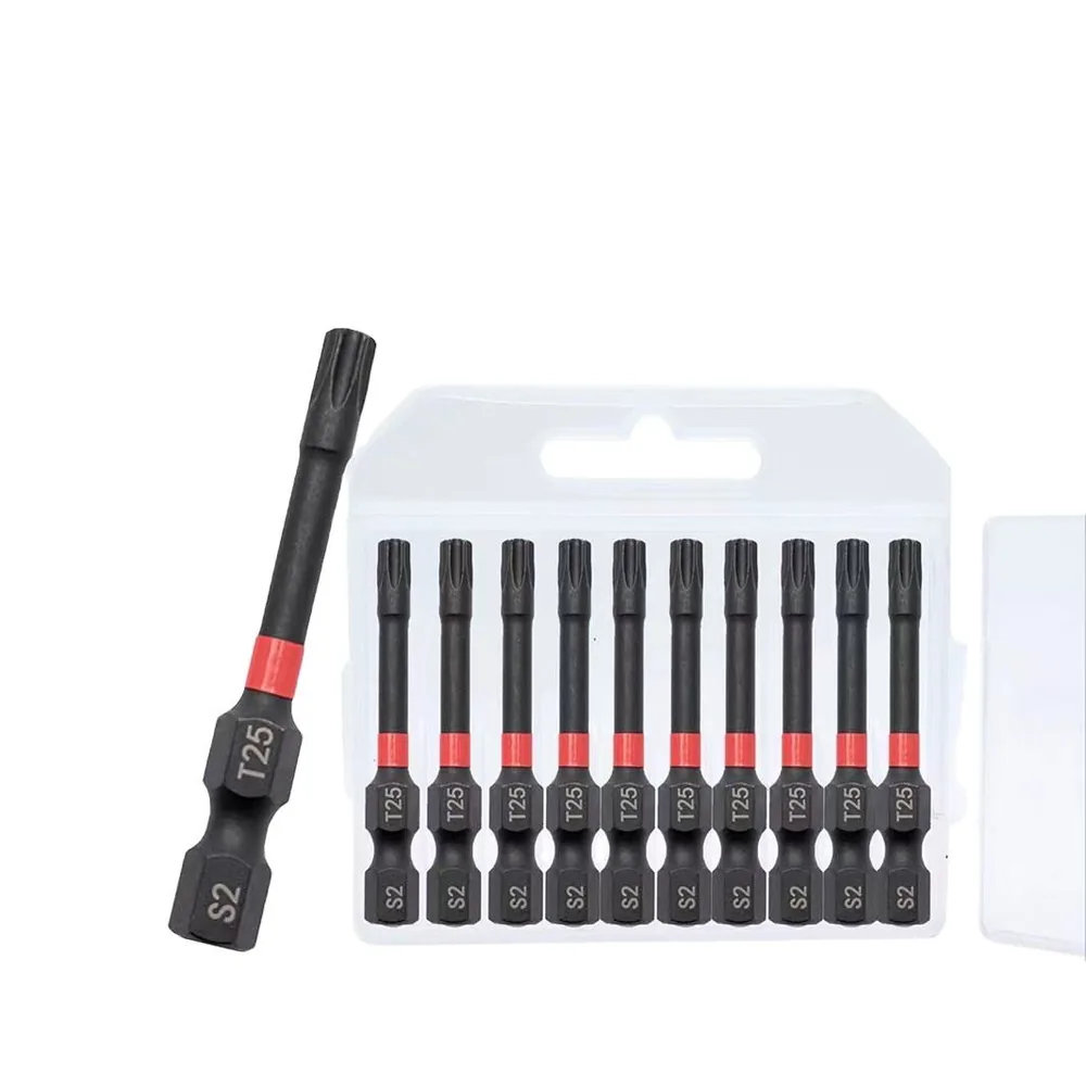 MOYOTEC 1/4 Inch Strong Magnetic S2 Steel 50-150 mm Single Head Torx Black Phosphating Impact Screwd