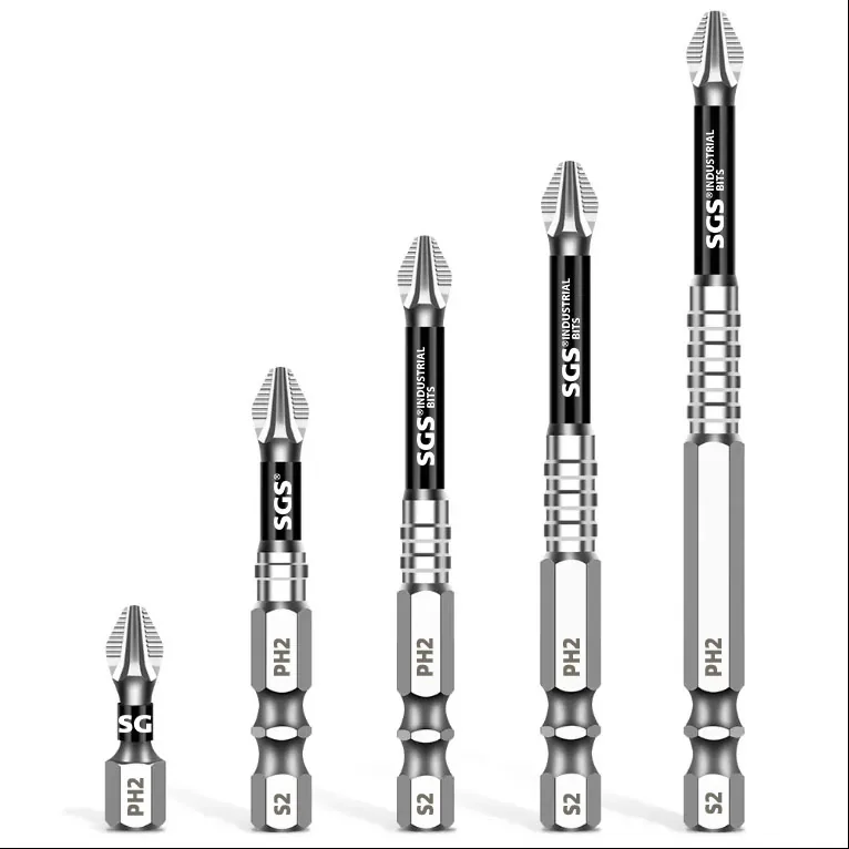 MOYOTEC Anti-Slip and Shock-Proof Strong Magnetic PH2 Screwdriver Bits S2 Steel Phillips Single-End 